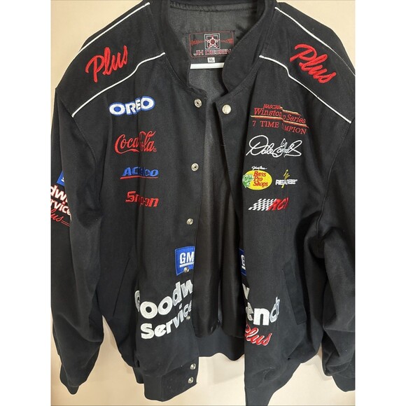 NASCAR Jacket Dale Earnhardt Sr 3 Goodwrench Coat Mens XL Snaps Black 1990’s - Picture 7 of 14
